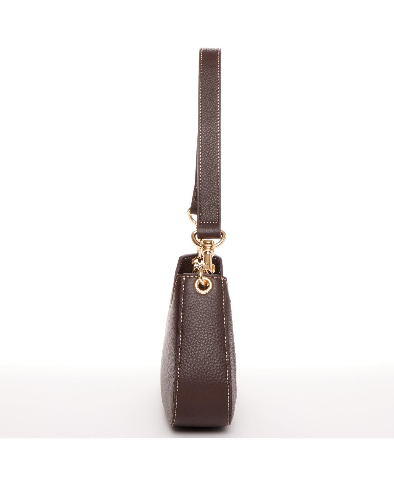 Women's Pebbled Leather Baguette Shoulder Bag East West Crescent Hobo Purse