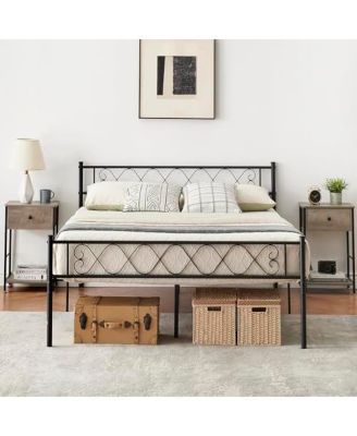 Size Metal Platform Bed Frame with Headboard and Footboard, Heart Shaped Bed Frame