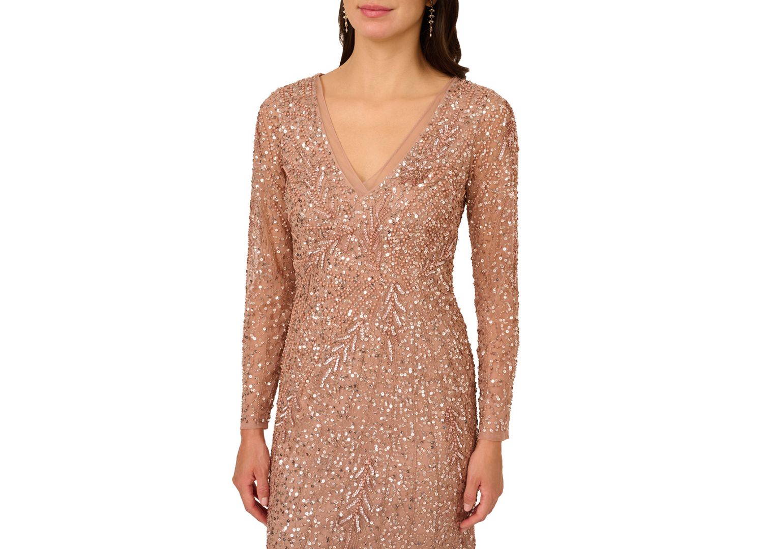 Petite V-Neck Beaded Dress