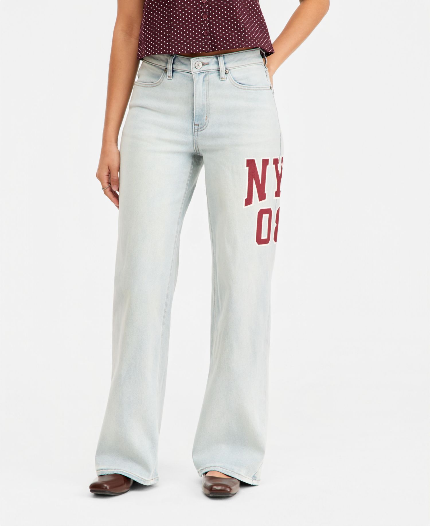 Juniors' Ultra '90s Wide-Leg Varsity Jeans