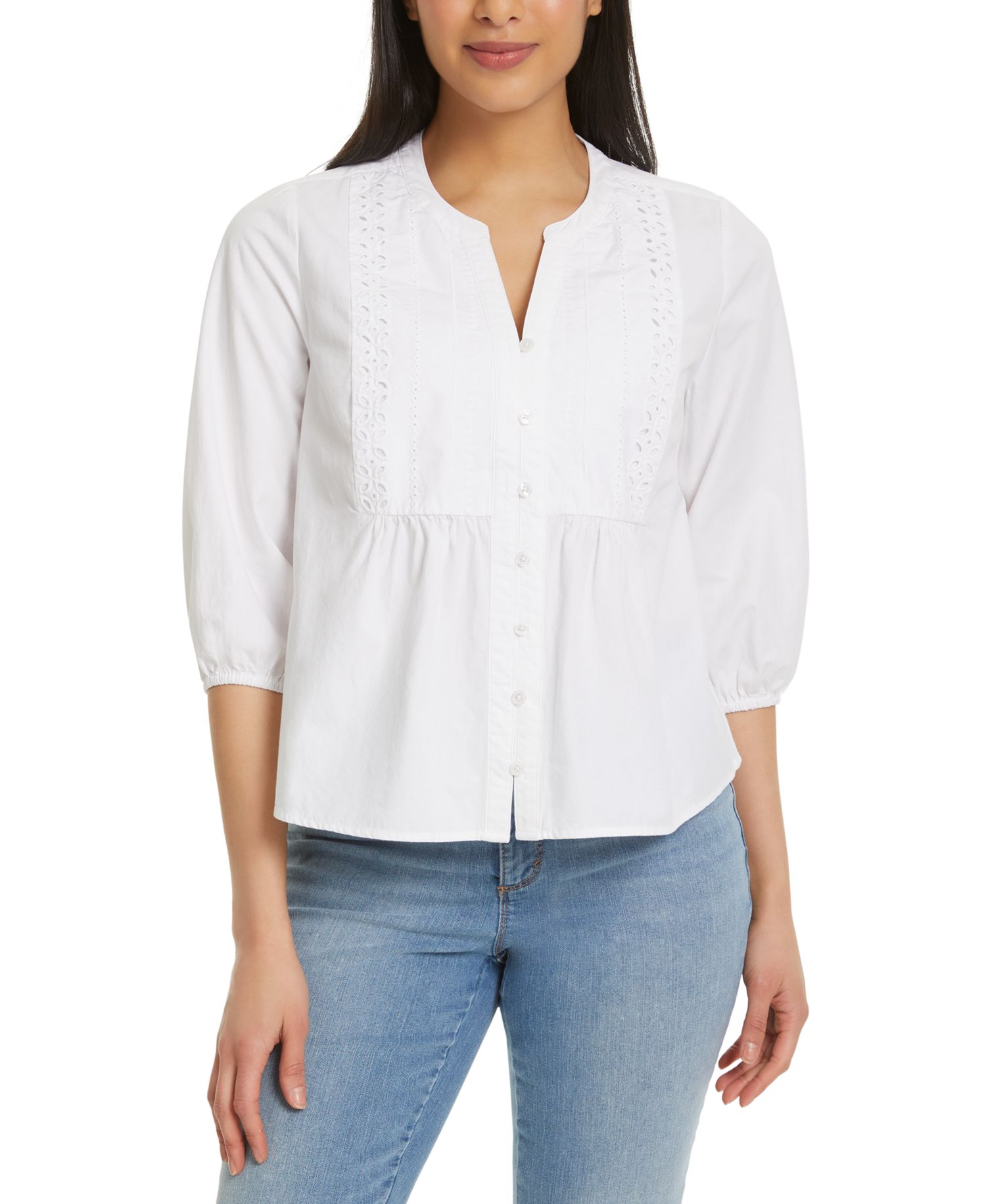 Women's Peplum Button-Front Top