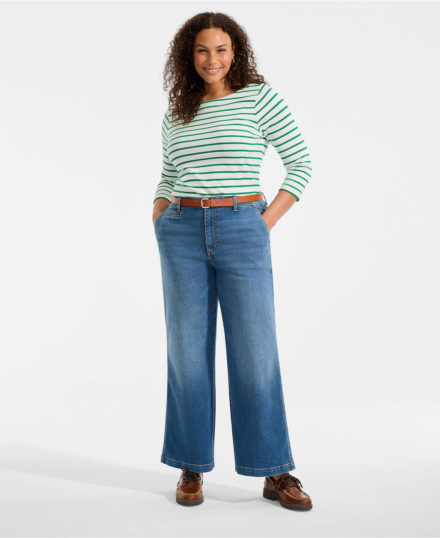 Plus Size Recover Denim Mid Rise Wide Leg Ankle Jeans