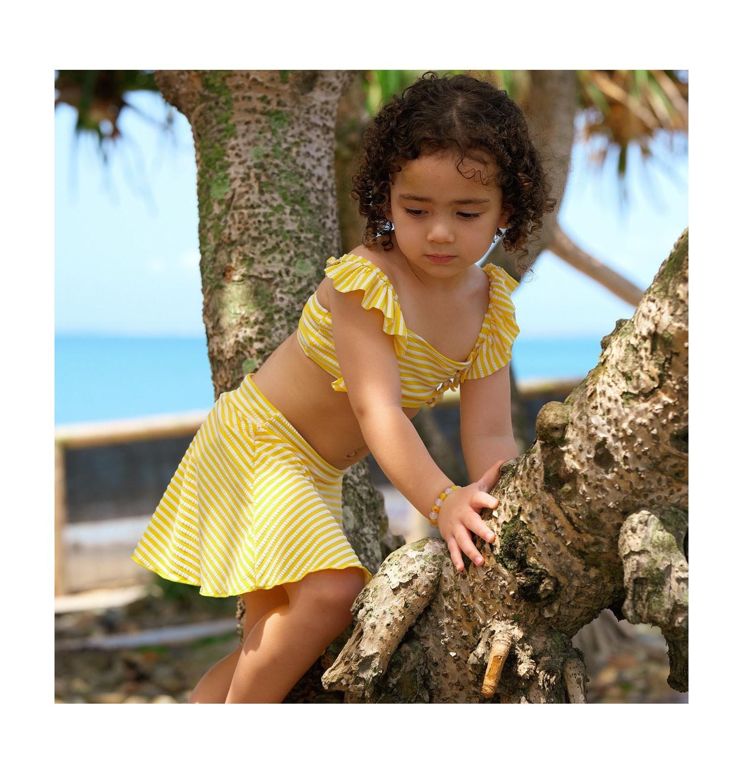 Little Girls Sunshine Stripe Swim Skirt