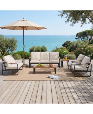 6-Piece Outdoor Patio Furniture Set with 4 Sofas, 1Side Table and 1 Coffee Table
