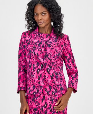 Women's Printed Shawl-Collar Scuba Jacket 