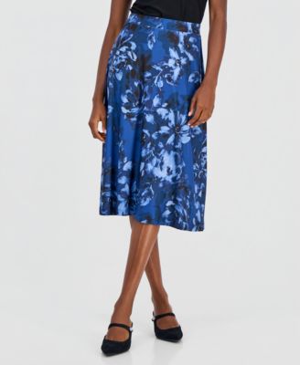 Women's Printed Pull-On A-Line Midi Skirt