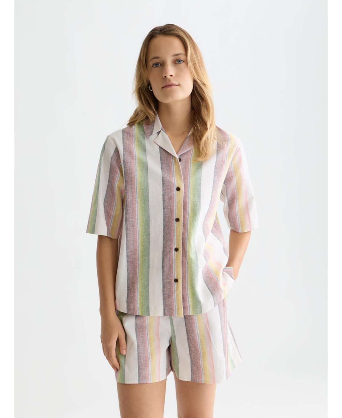 Scotch & Soda Women's Striped Shirt Sleeve Shirt - Multi color stripe