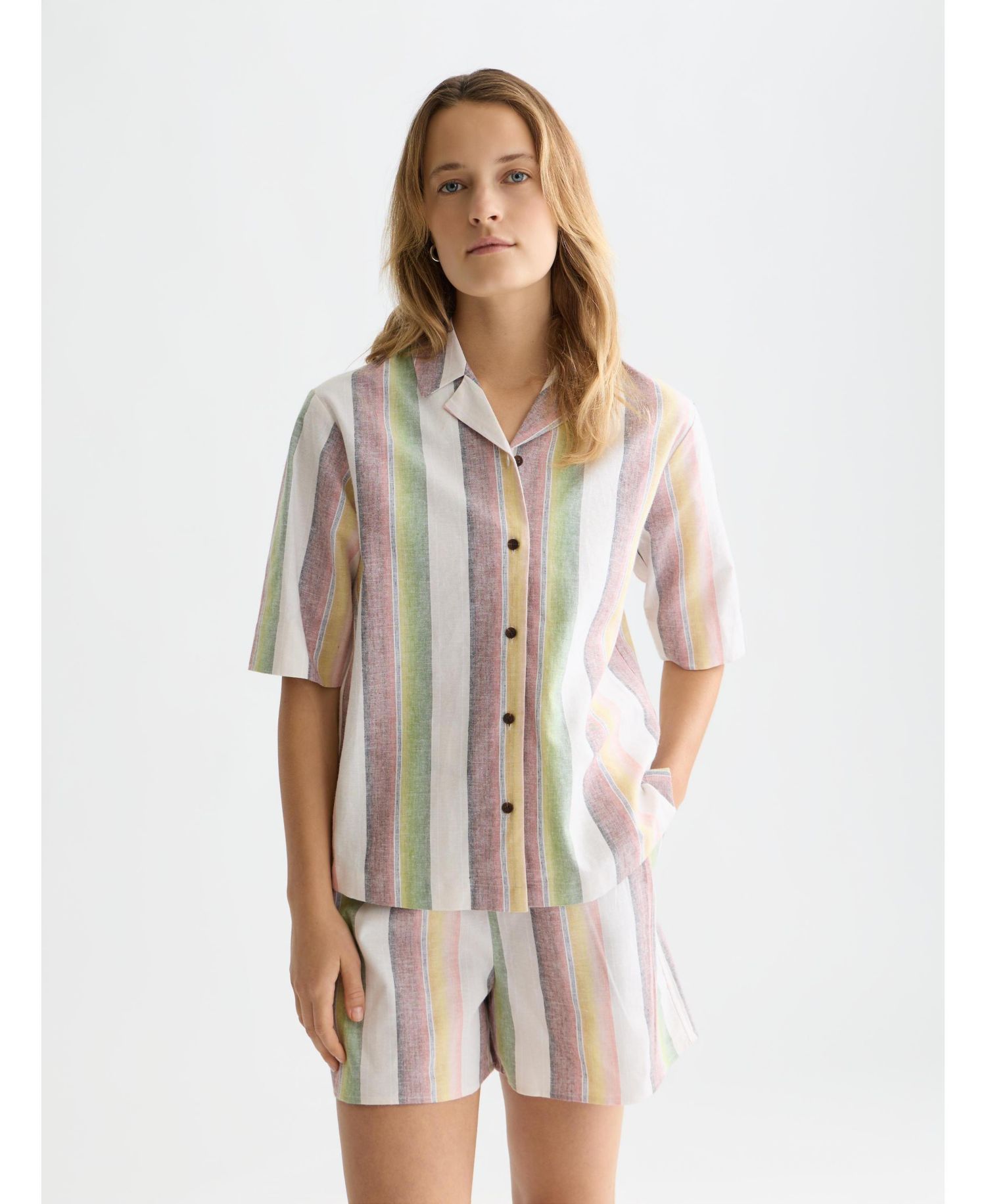 Women's Striped Shirt Sleeve Shirt