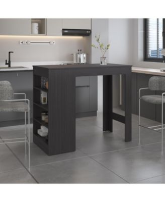 Compact Counter Table with 4 Storage Shelves for Small Spaces