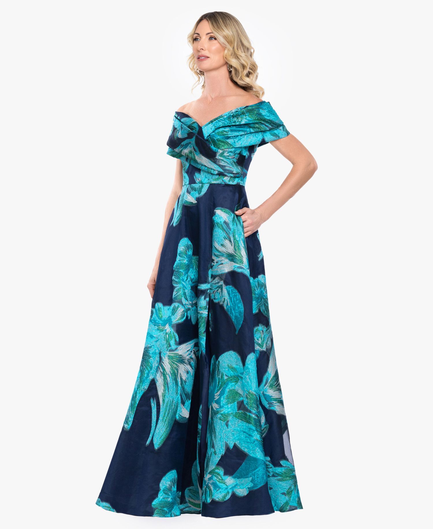 Women's Strapless Off-The-Shoulder Floral A-Line Ball Gown