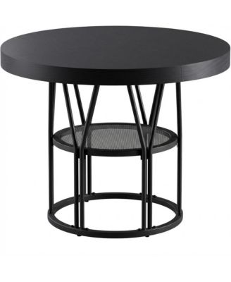 47 In Round Dining Table for 4-6 with Storage Shelf, Metal Frame and MDF Top, Modern Kitchen Table for Dining or Work