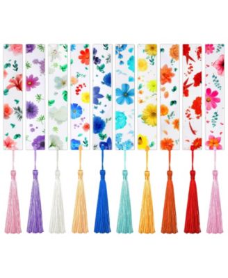 Flower Bookmark Transparent Floral Tassel Page Marker