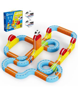 MT2 Magnetic Train Track Set 150PCS with 2 Motorized Trains STEM Building Toy for Kids
