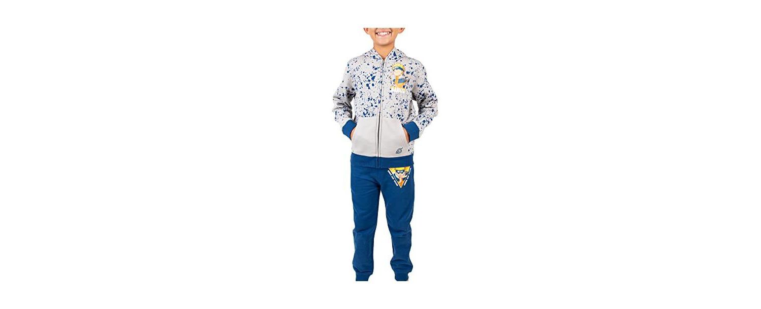 Classic Youth Boys Gray Zip Hoodie and Navy Jogger Pants-XXL