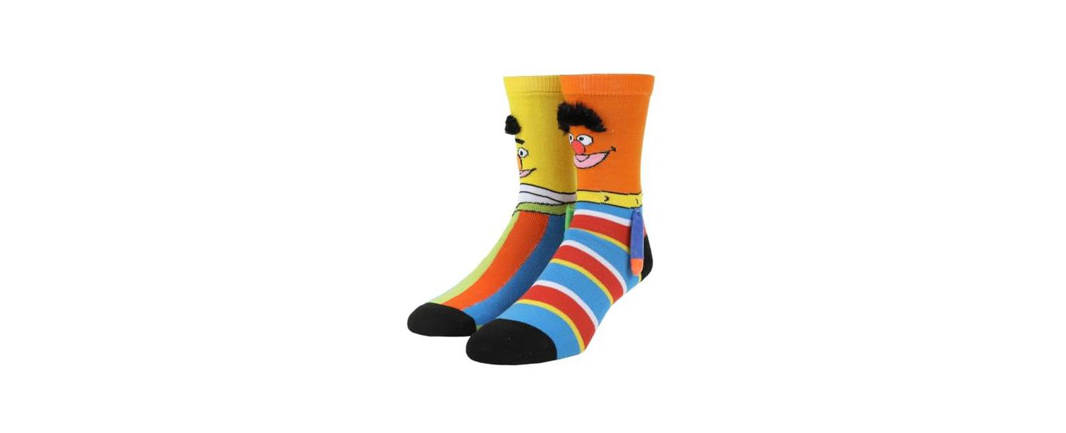Women's Bert and Ernie Casual Crew Socks With 3D Arms and Magnetic Hands