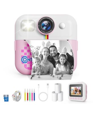 Kids Instant Print Camera with 3 Rolls of Paper and 32GB Card, 1080P, Ages 3-12, boys girls