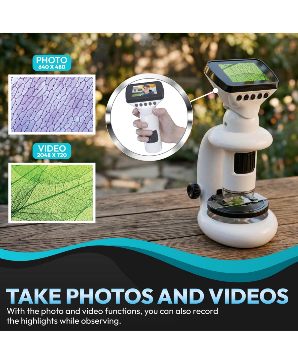 Contixo MS2 WiFi Digital Microscope with Lcd Screen, 1000X Magnification, Rechargeable for Kids