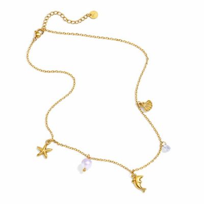 Rebl Jewelry Ocean Charm Pendant Necklace - Gold