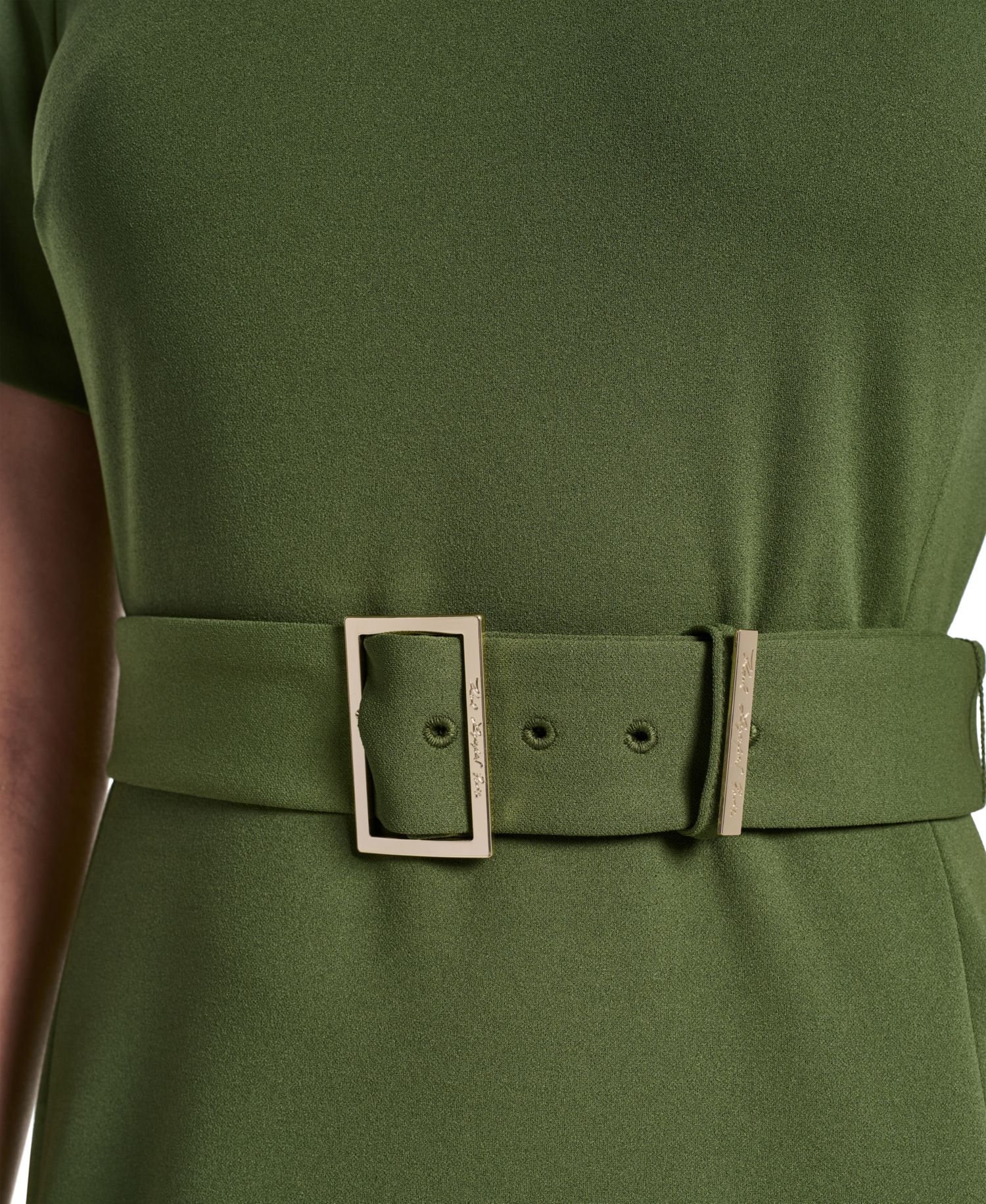 Women's Scuba Crepe Sheath with Shoulder Buttons Dress