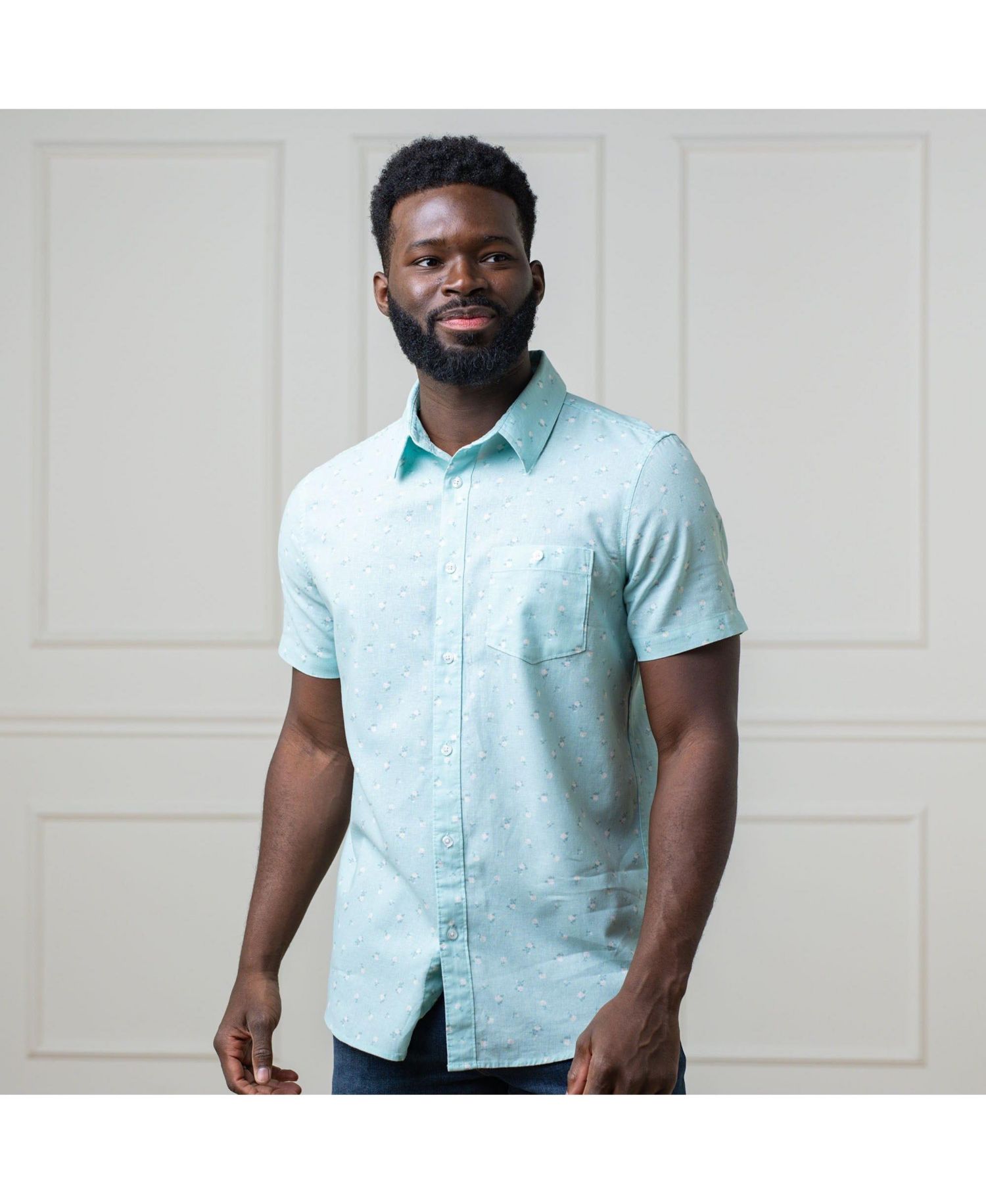 Men's Short Sleeve Linen Button Down Shirt