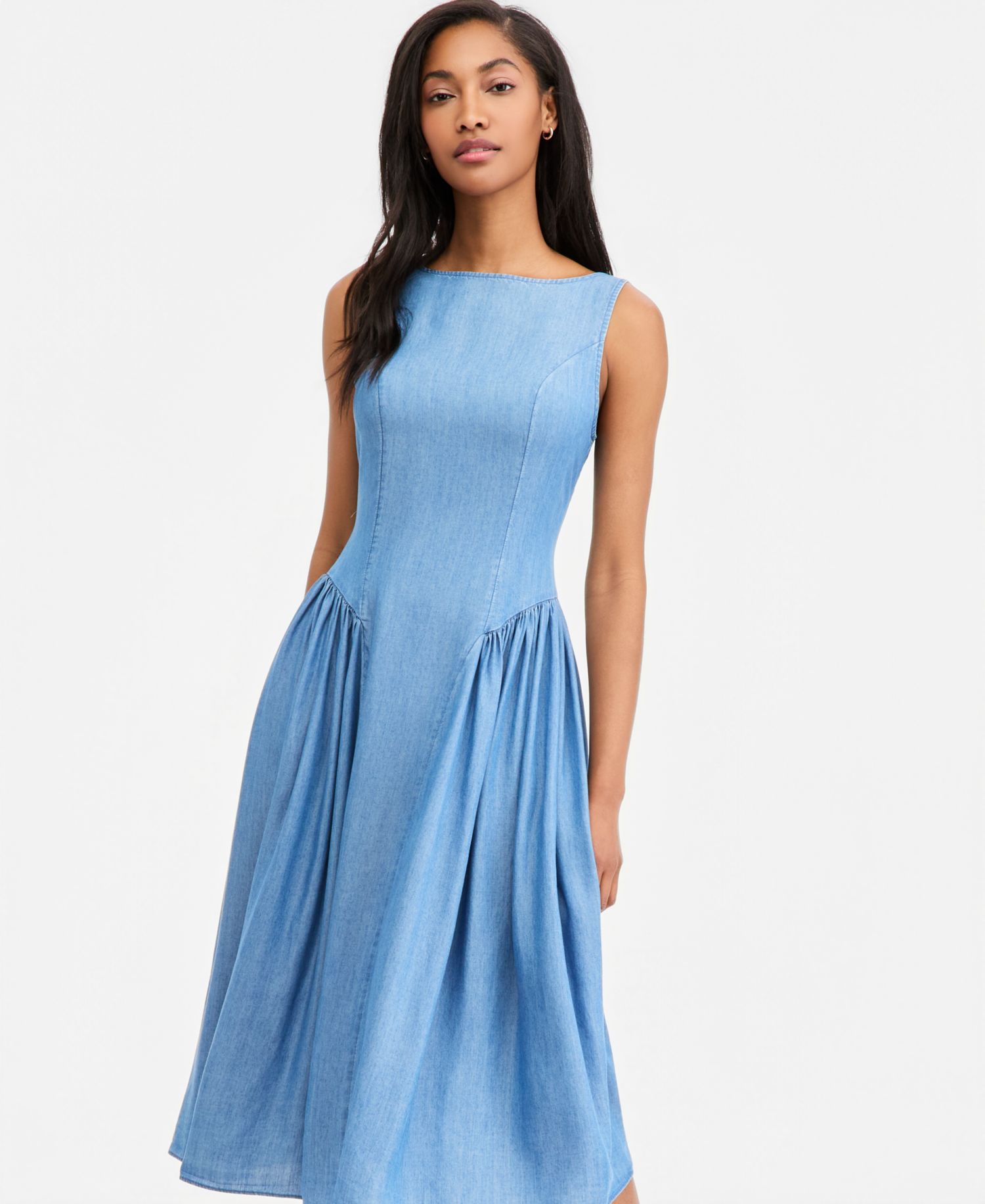 Plus Size Drop-Waist Midi Dress