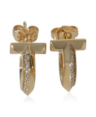 Pre-Owned Tiffany Co Yellow Gold Diamond Tiffany T T1 Extra Small Hoop Earrings - Yellow gold 5800$