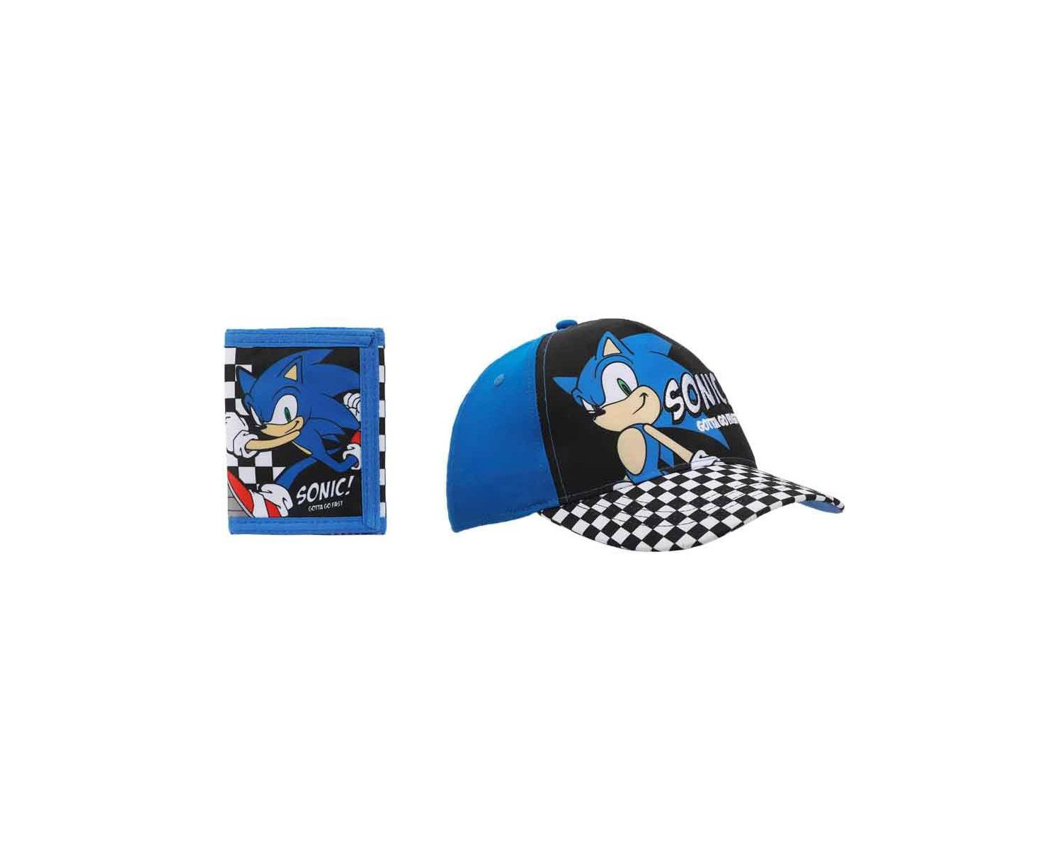 Character and Checkered Patterns 2-Piece Curved Snapback Hat and Bi-Fold Wallet Set