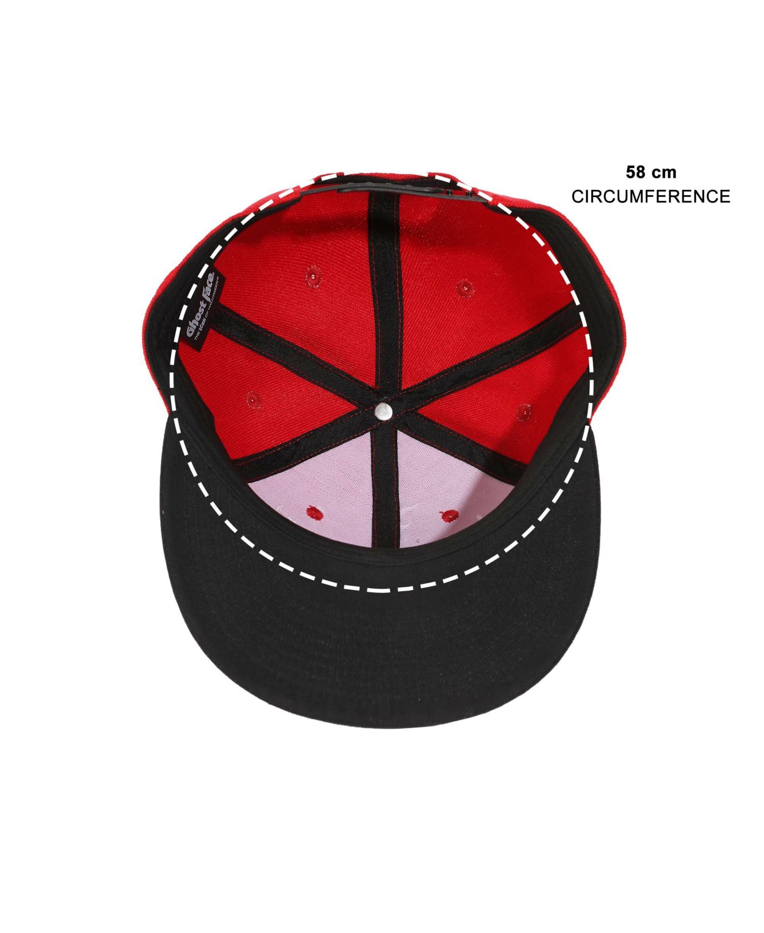 Men's Mask Rubber Badge Red Flat Bill Baseball Cap