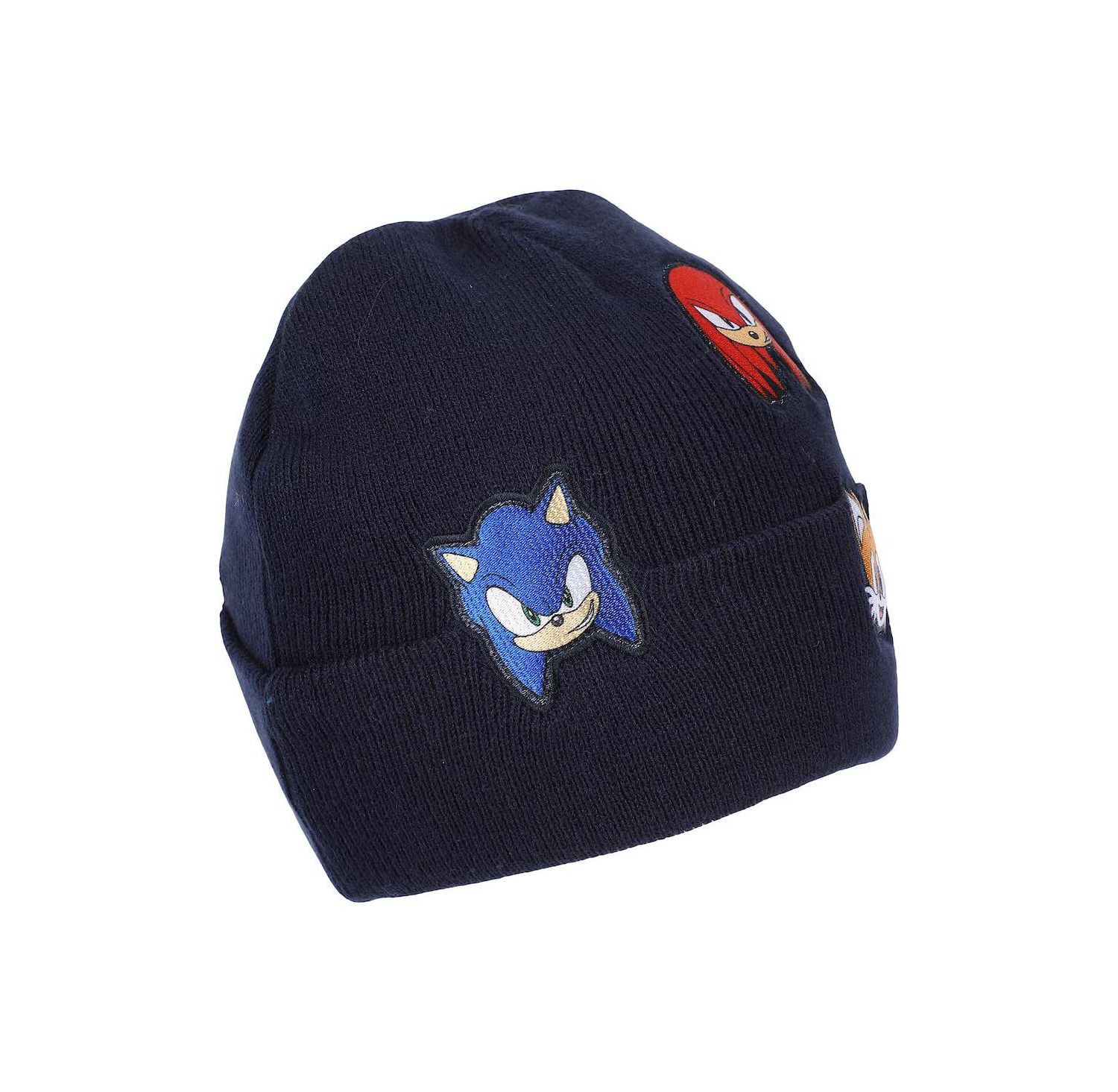 Men's Printed Character Patches Navy Cuff Beanie