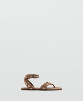 Women's Eyelet Straps Leather Sandals