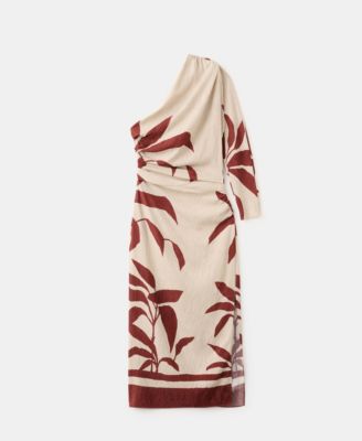 asymmetrical dress mango MANGO - Asymmetrical Dress with gathered body Beige