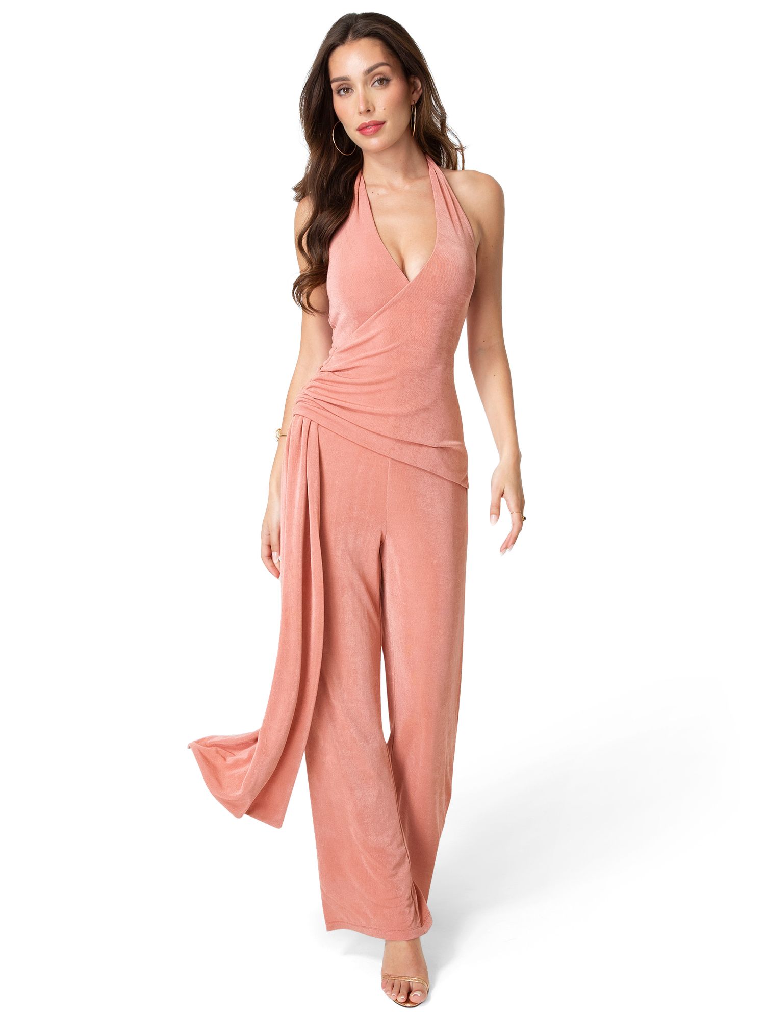 Women's Slinky Drop Waist Halter Jumpsuit