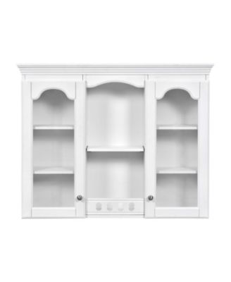 White Wall Mounted Medicine Cabinet Bathroom Wall Cabinet with 2 Glass Doors Over The Toilet Space Saver Storage Cabinet Ample Storage