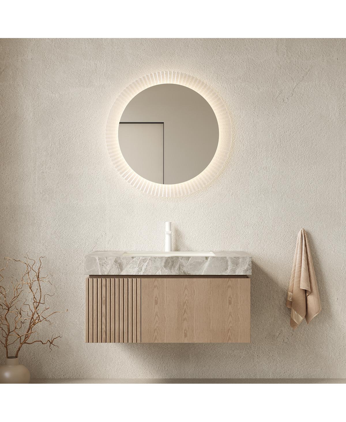 Sillysis Italian Wall Mount Bathroom Vanity with Sintered Stone Countertop, Ceramic Sink, Soft Close Cabinet