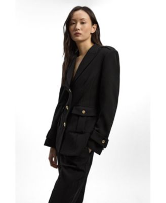 Women's Petite Military Single Breasted Blazer