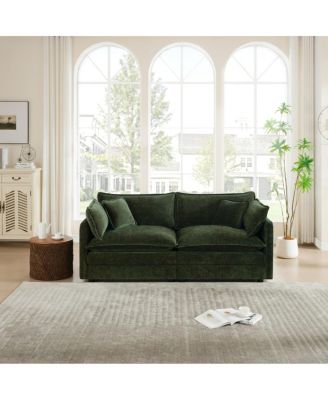 75.9'' Chenille Loveseat Sofa, Deep Seat 2 Seater, Solid Wood Frame