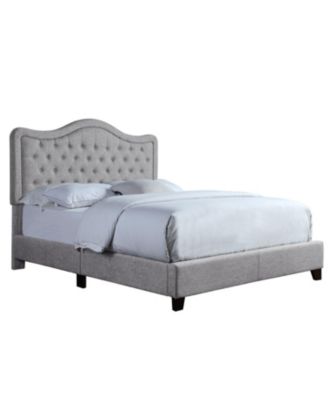 Modern Upholstered Bed Frame with Curved Tufted Headboard Platform Bed with Solid Wood Frame