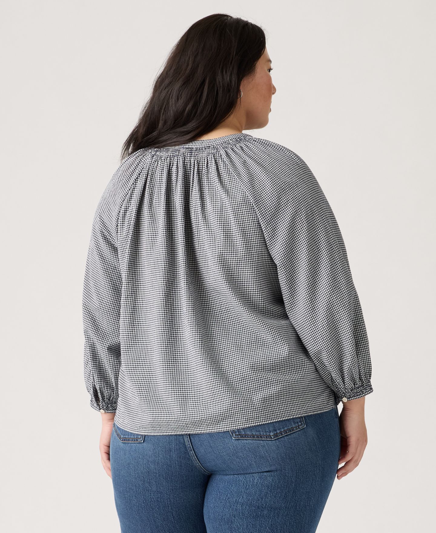 Женский хлопковый топ Levi's Reverie из шамбре с V-вырезом, свободный, больших размеров, цвет: Клетчатый — фото 4