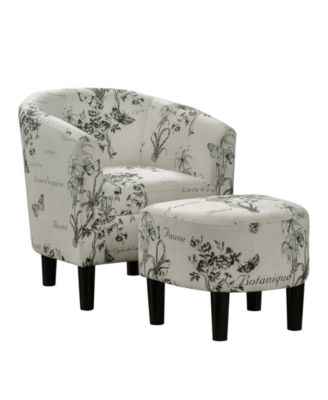 26.25" Print Canvas Churchill Accent Chair with Ottoman