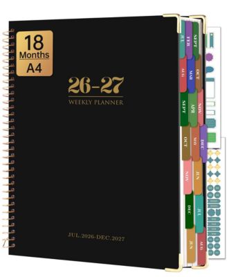 Planner 2026-2027 Weekly Monthly Hardcover 18 Months Tabs