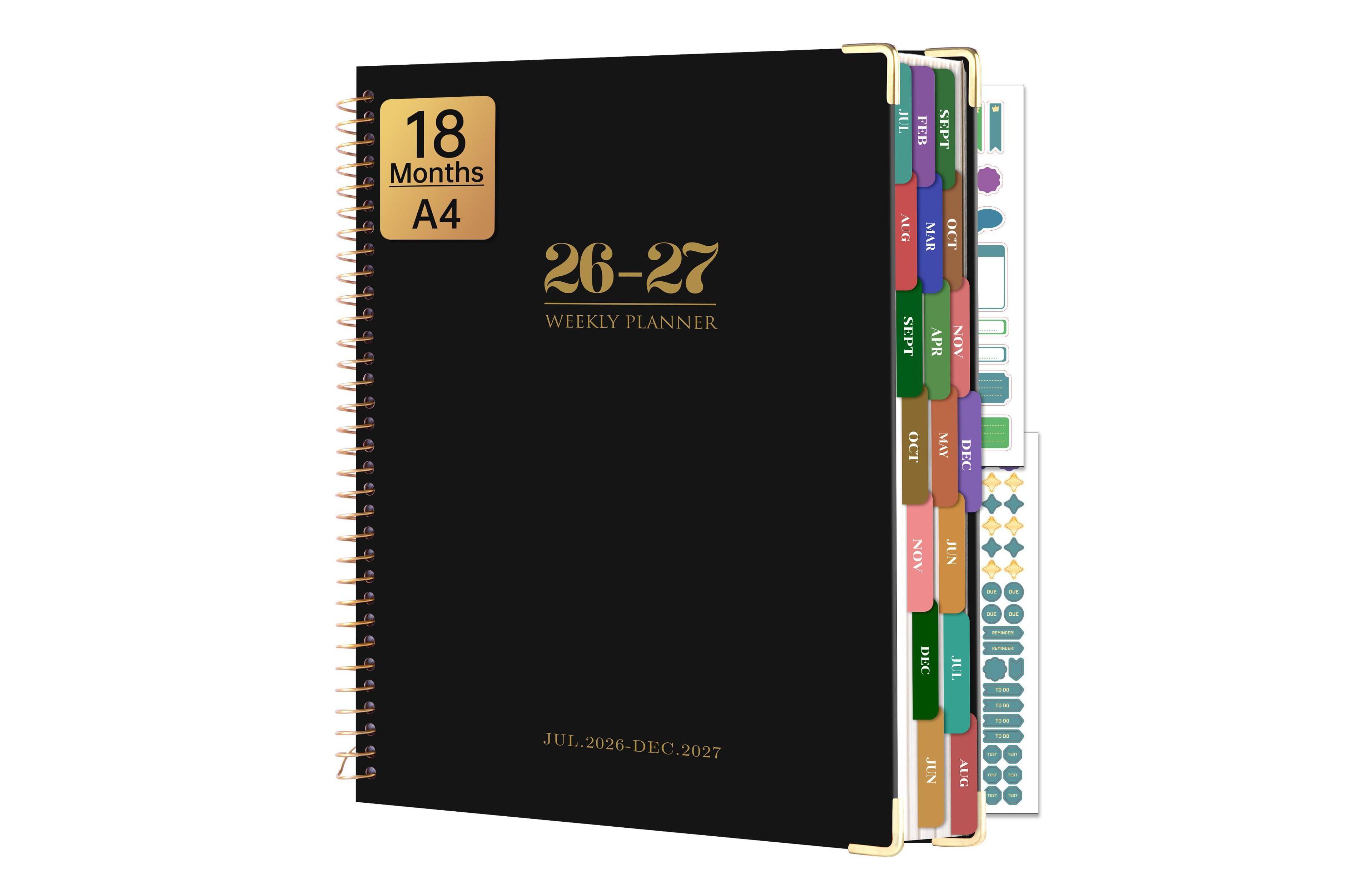 Gnuadz Planner 2026 2027 Weekly Monthly Hardcover 18 Months Tabs