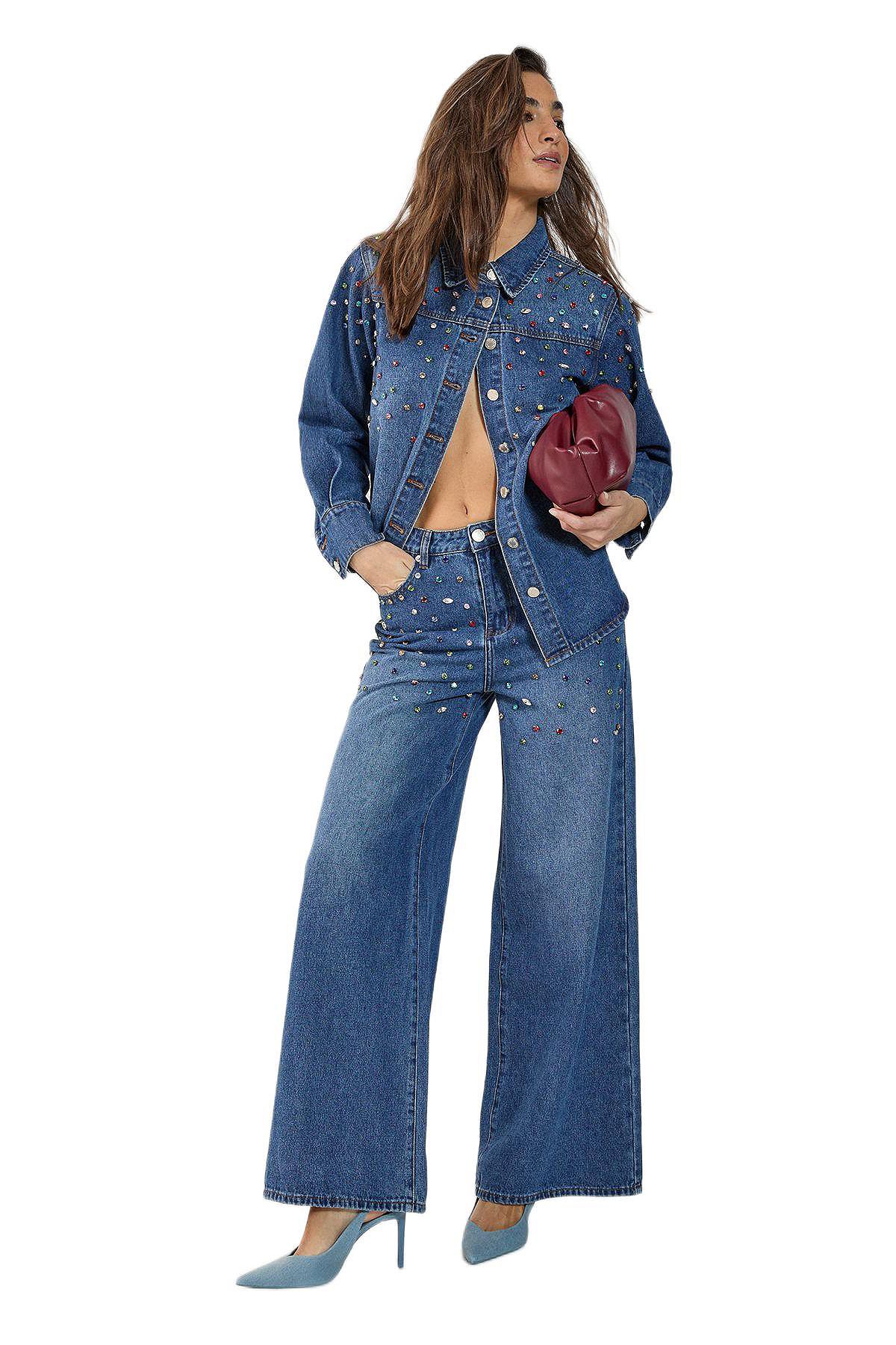 Nasty Gal Women's Denim Jewel Baggy Jeans view 2 — MAYCSS fashion products