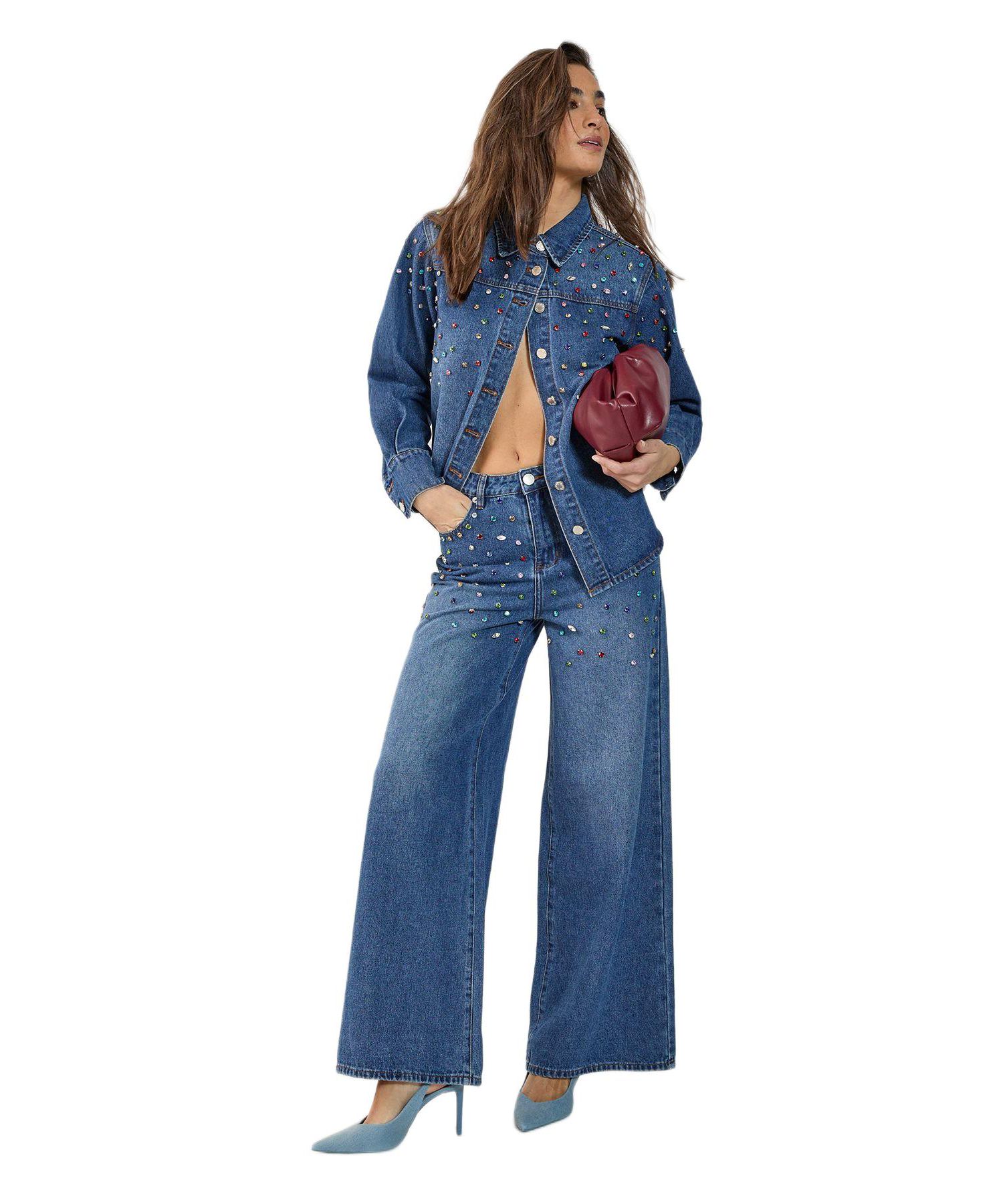 Women's Denim Jewel Baggy Jeans