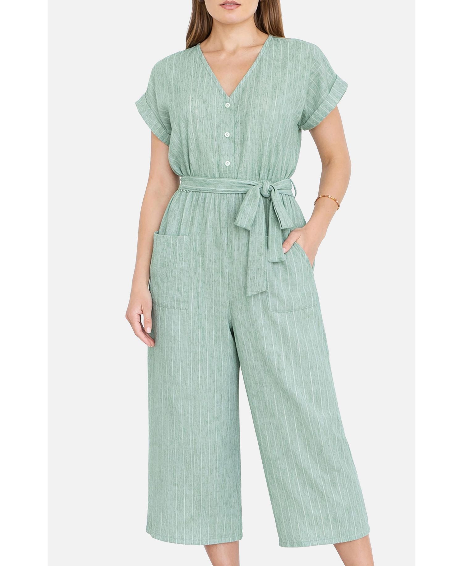 Women's V Neck Kimono Sleeve Jumpsuit