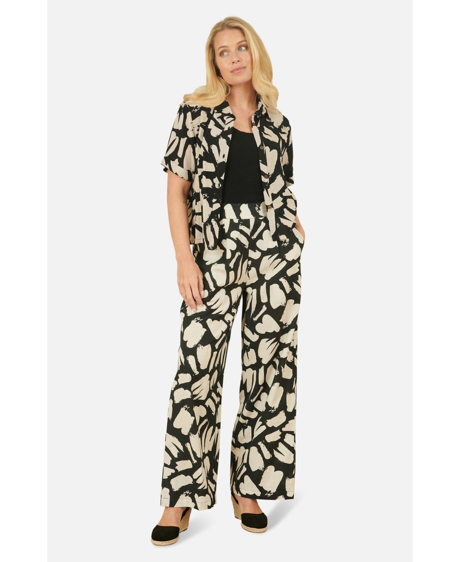 Women's High Waisted Printed Wide Leg Trousers