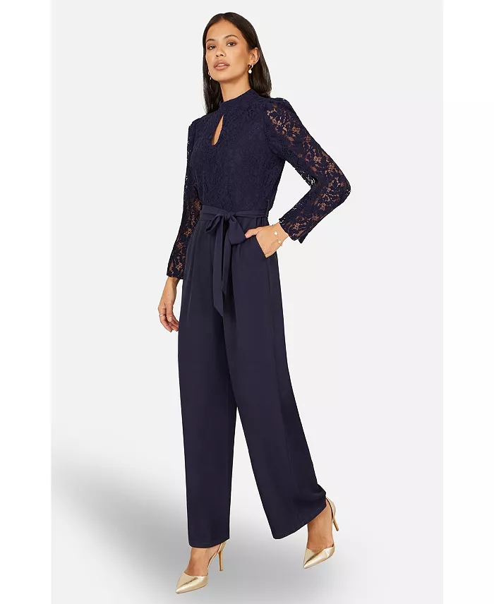 Women's Lace Applique Jumpsuit - thumbnail 4