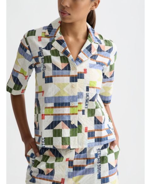 Женская рубашка SCOTCH & SODA Stitch-Embroidered Printed Short Sleeve, цвет: Patchwork Infinity