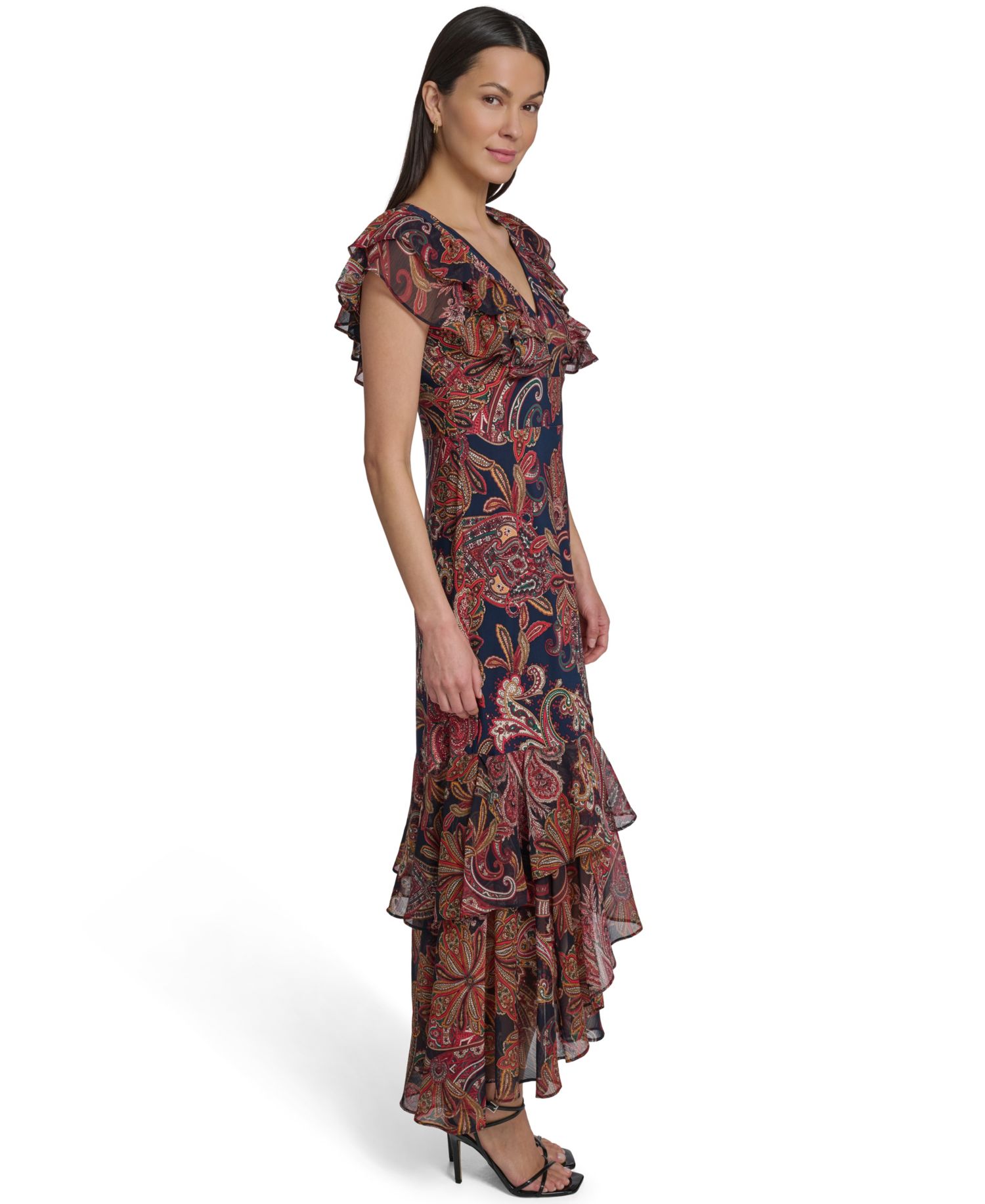 Women's Paisley Print Flutter-Sleeve Dress