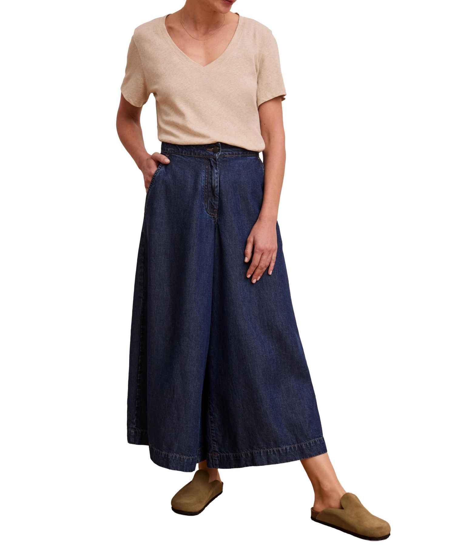 Women's Drape Denim Culotte Pants
