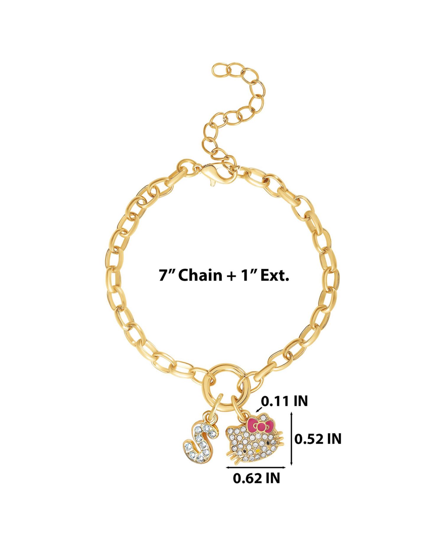 Initial Crystal Charm Bracelet, Gold-Tone, Adjustable